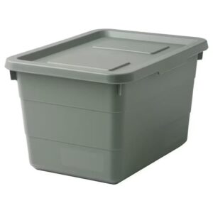 SOCKERBIT Plastic Storage box with lid, gray-green, 19x26x15 cm