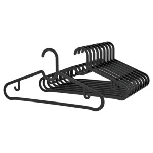 Black Plastic Hangers for Clothes, Black (10 Pack)